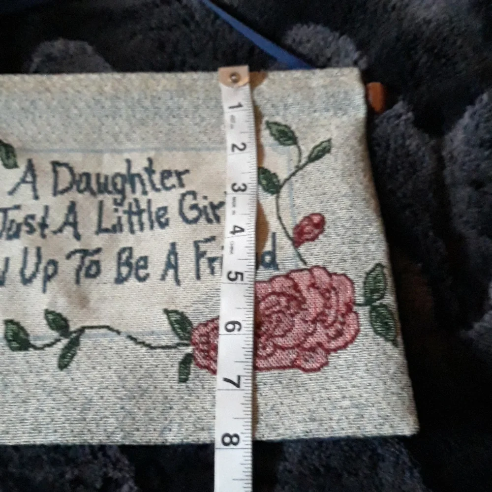 Embroidered daughter wall tapestry, 12 x 8 inches